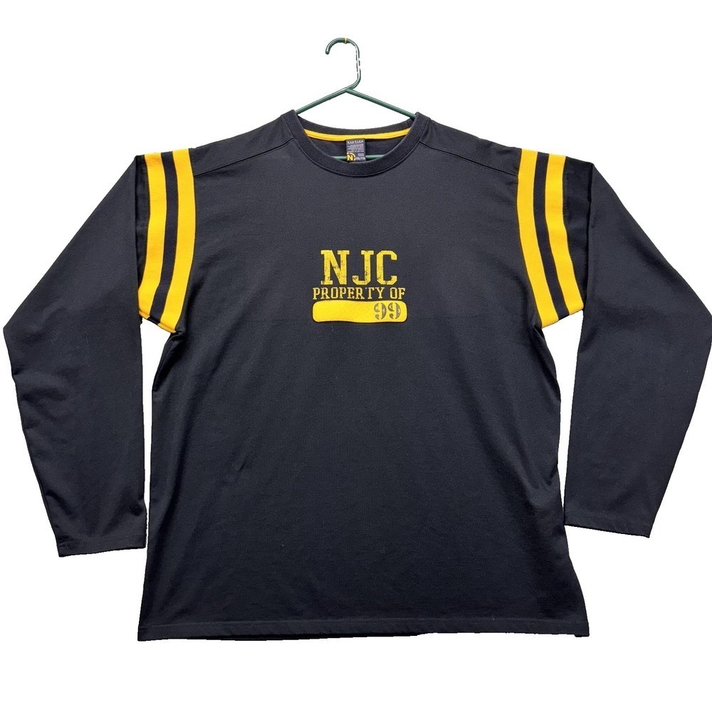 Nautica Jeans Company Shirt Mens 2XL Navy Yellow Long Sleeve Athletic NJC 99